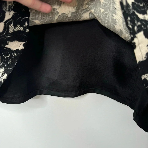 Miss Wu Silk Blend Navy Blue Black Off White Lace Print Short Sleeve Mini Dress - Picture 9 of 15